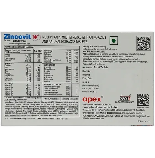 zincovit w tablet 10's